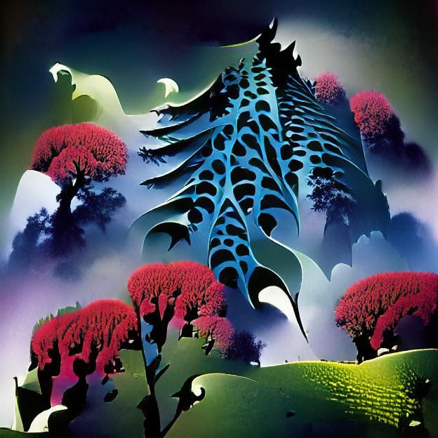 Fractal Dreamscape Inspired by Eyvind Earle