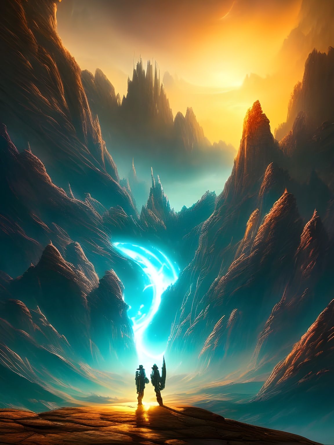 Sci-Fi UFO Abduction Over Midnight Desert