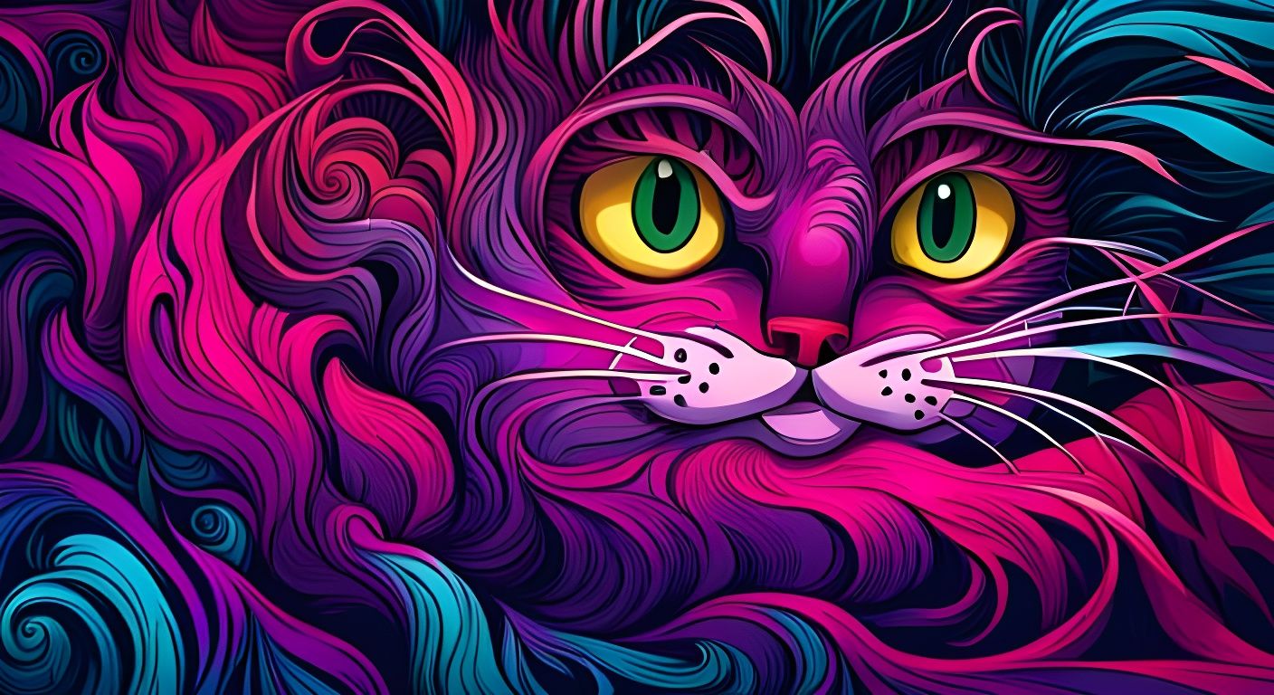 Vibrant Cheshire Cat in Surrealist Style
