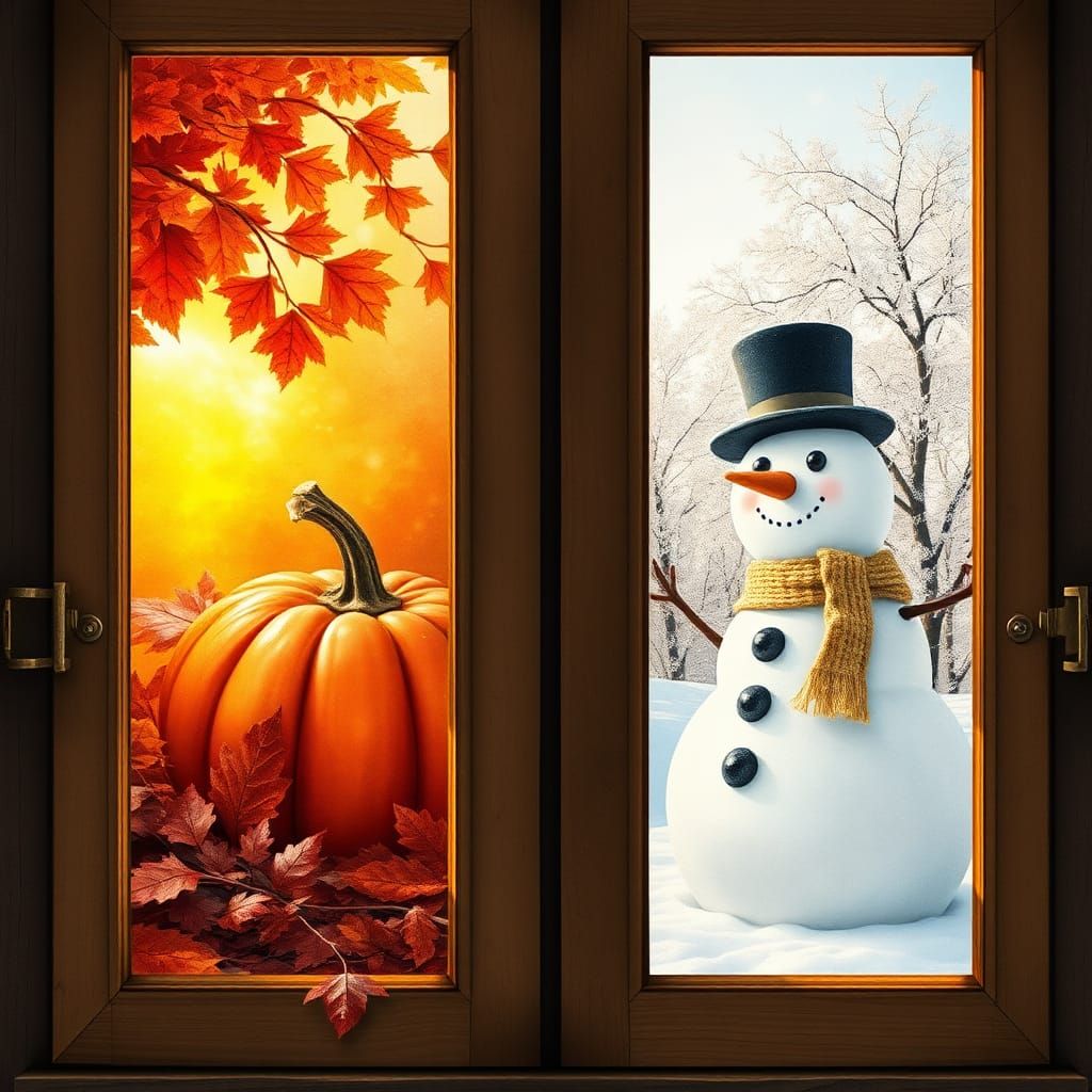 Dual Season Window Frame: Autumn and Winter