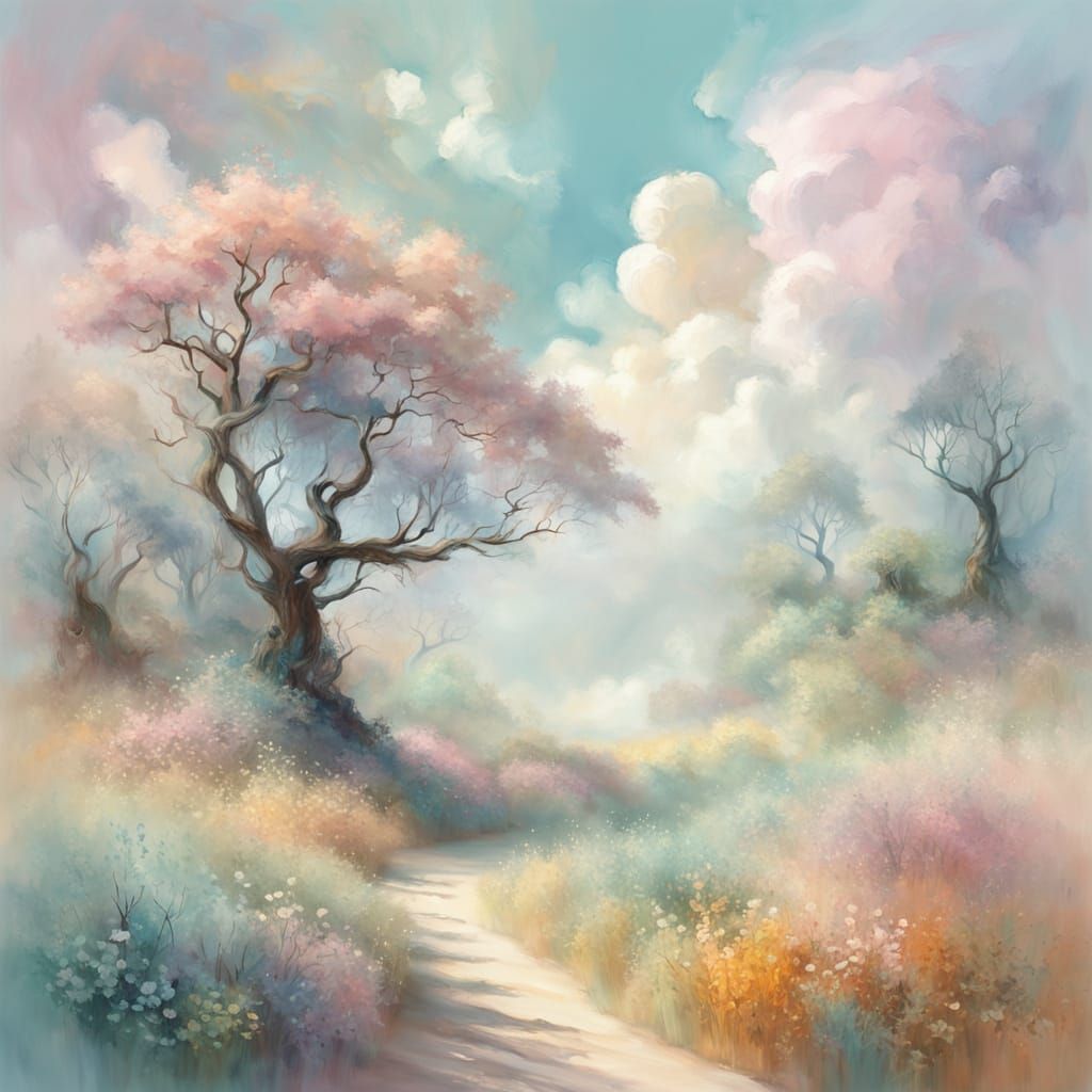 Ethereal Surreal Landscape in Impressionistic Style