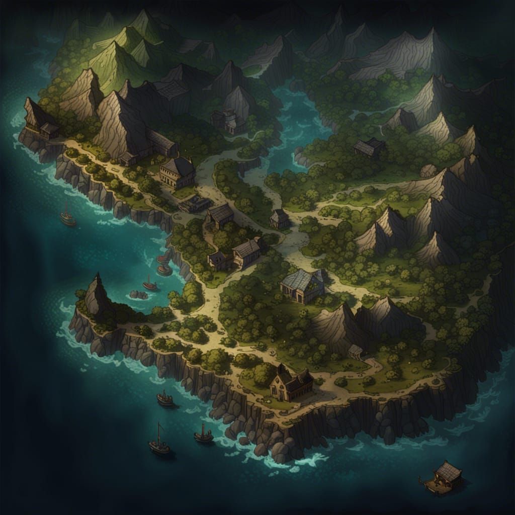 Fantasy World Map: Dark Fantasy Concept Art