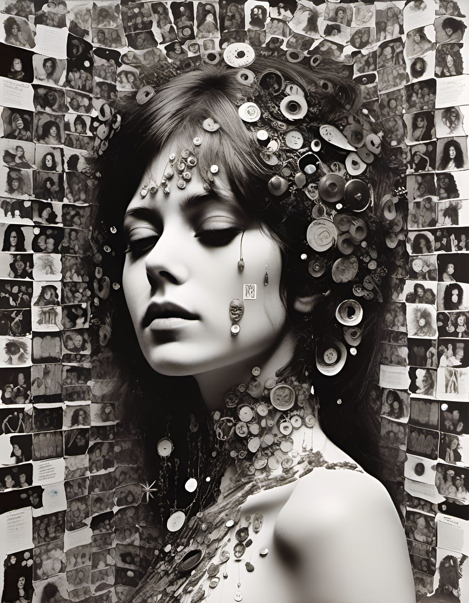 Vintage Collage Album Cover in Black and White