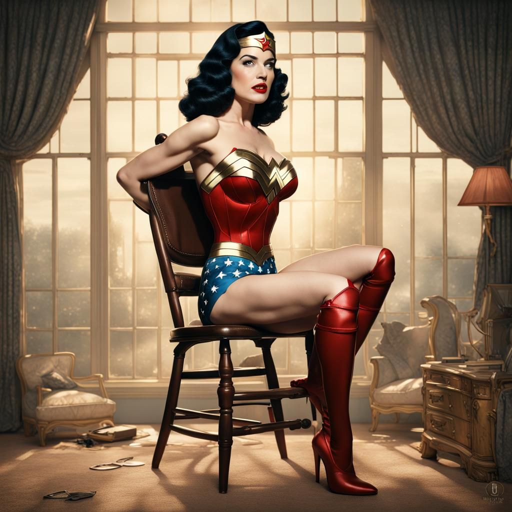 Wonder Woman Pinup in Norman Rockwell Style