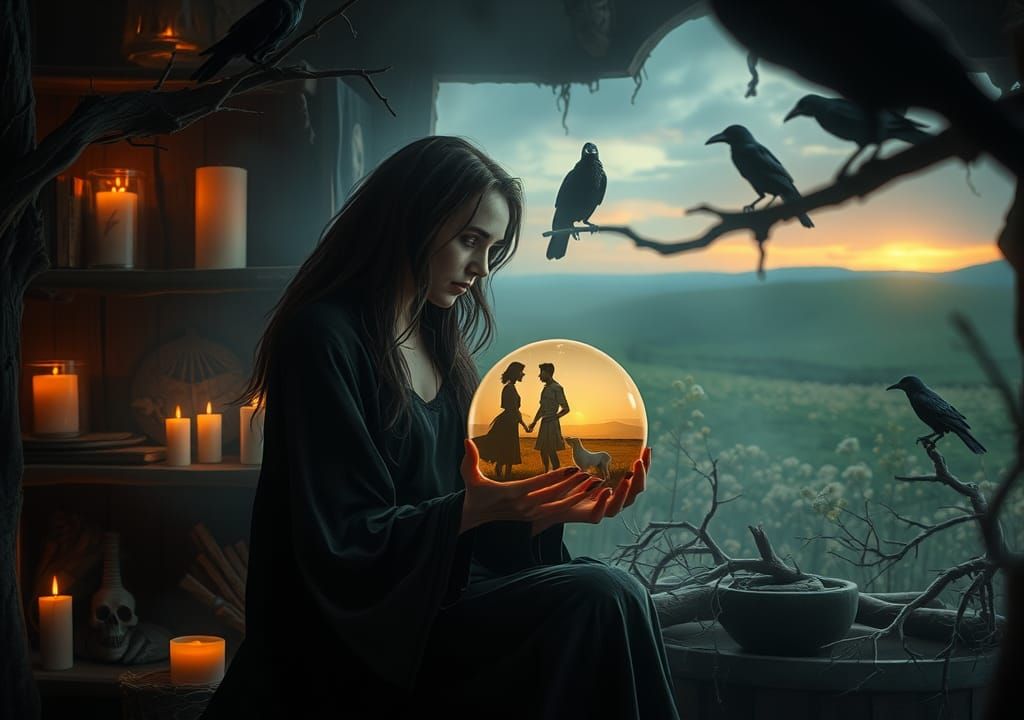Mystical Witch's Den with Crystal Ball Scene