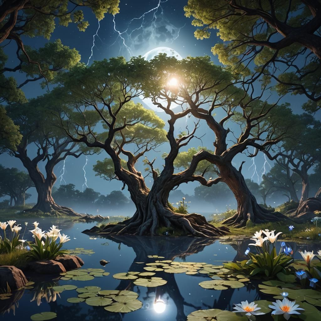 Blue Aardvark Under a Starry Sky