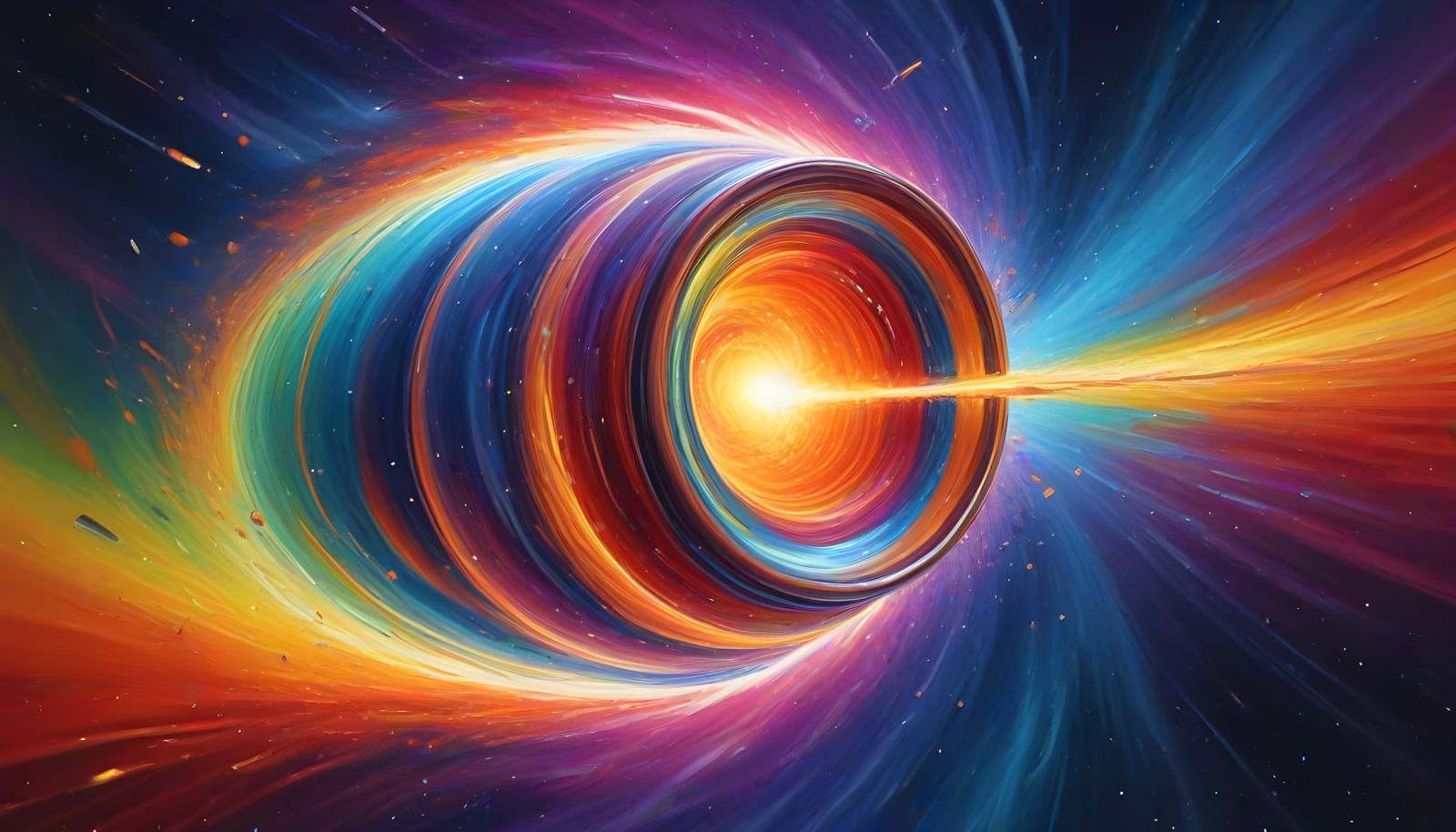 Vibrant Rainbow Swirls Around a Spinning Metal Cylinder