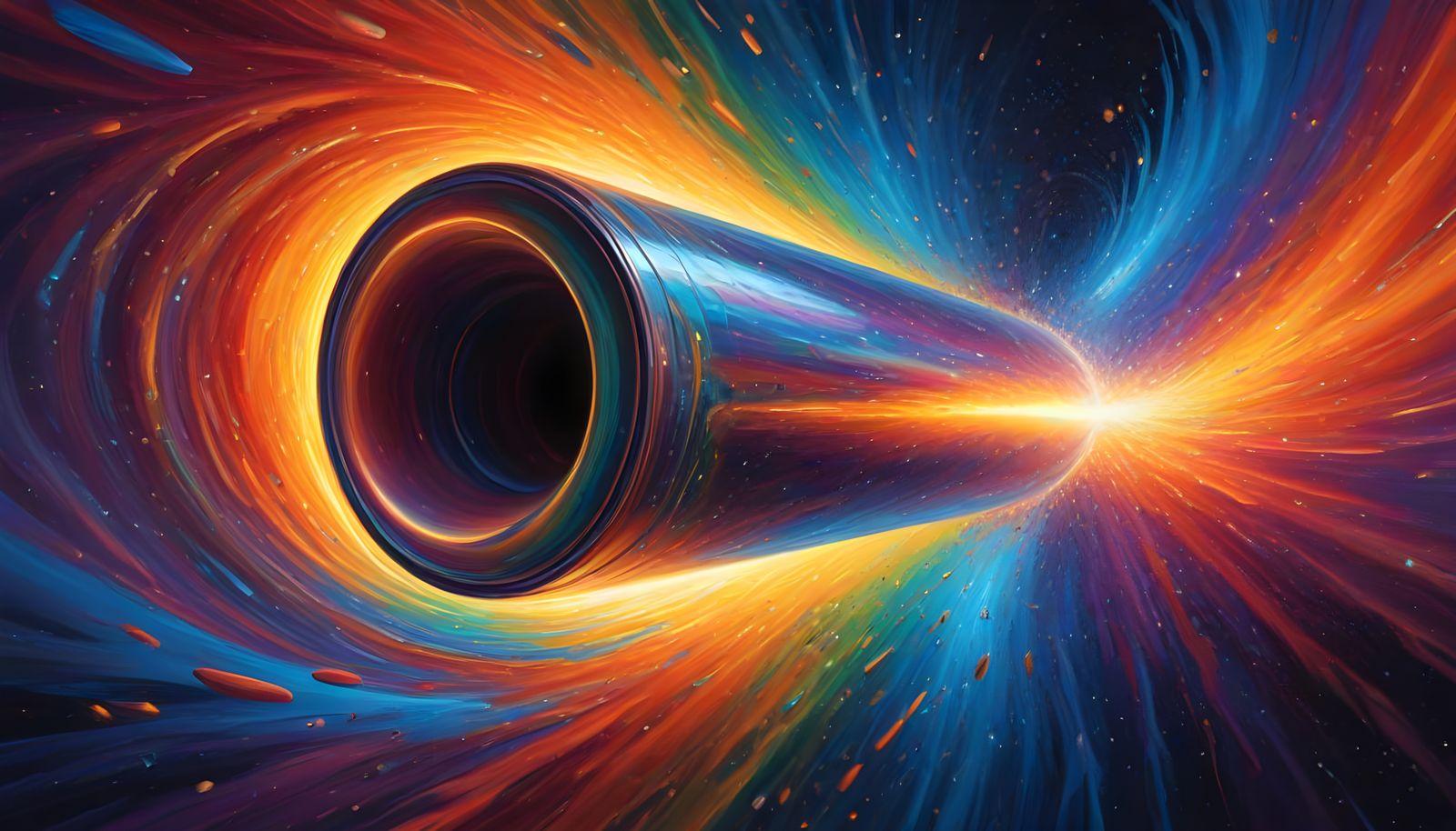 Glowing Rainbow-Hued Metal Cylinder in Motion