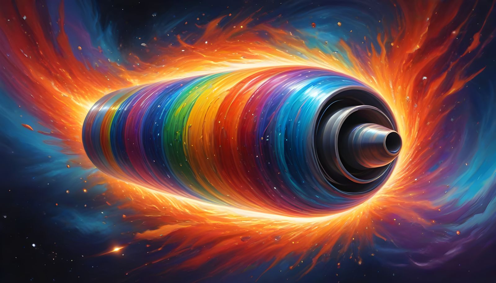 Vibrant Rainbow Vortex Racing Cylinder in Iridescent Finish