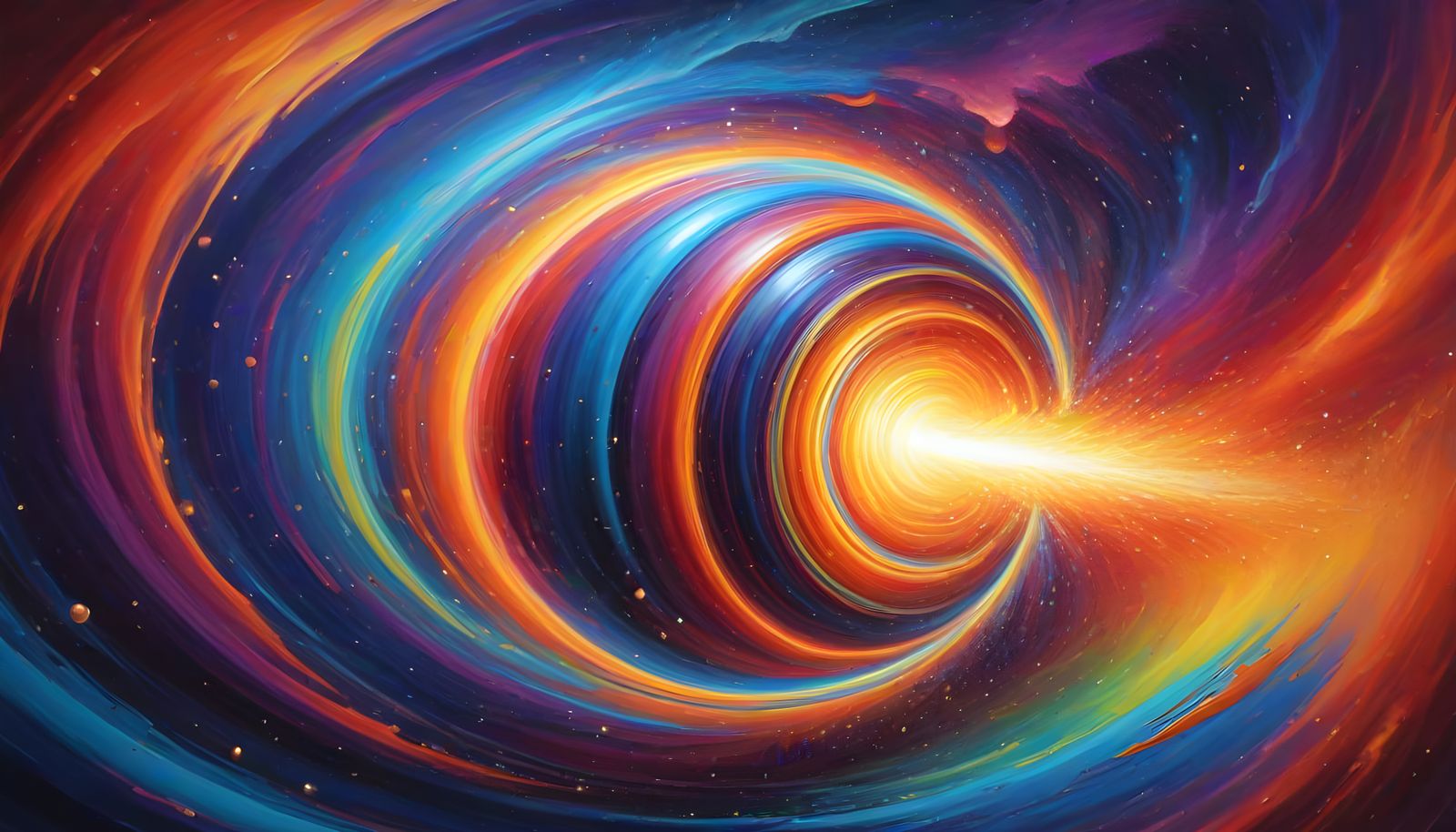 Sleek, Glowing Metal Cylinder Racing through a Vibrant Rainb...