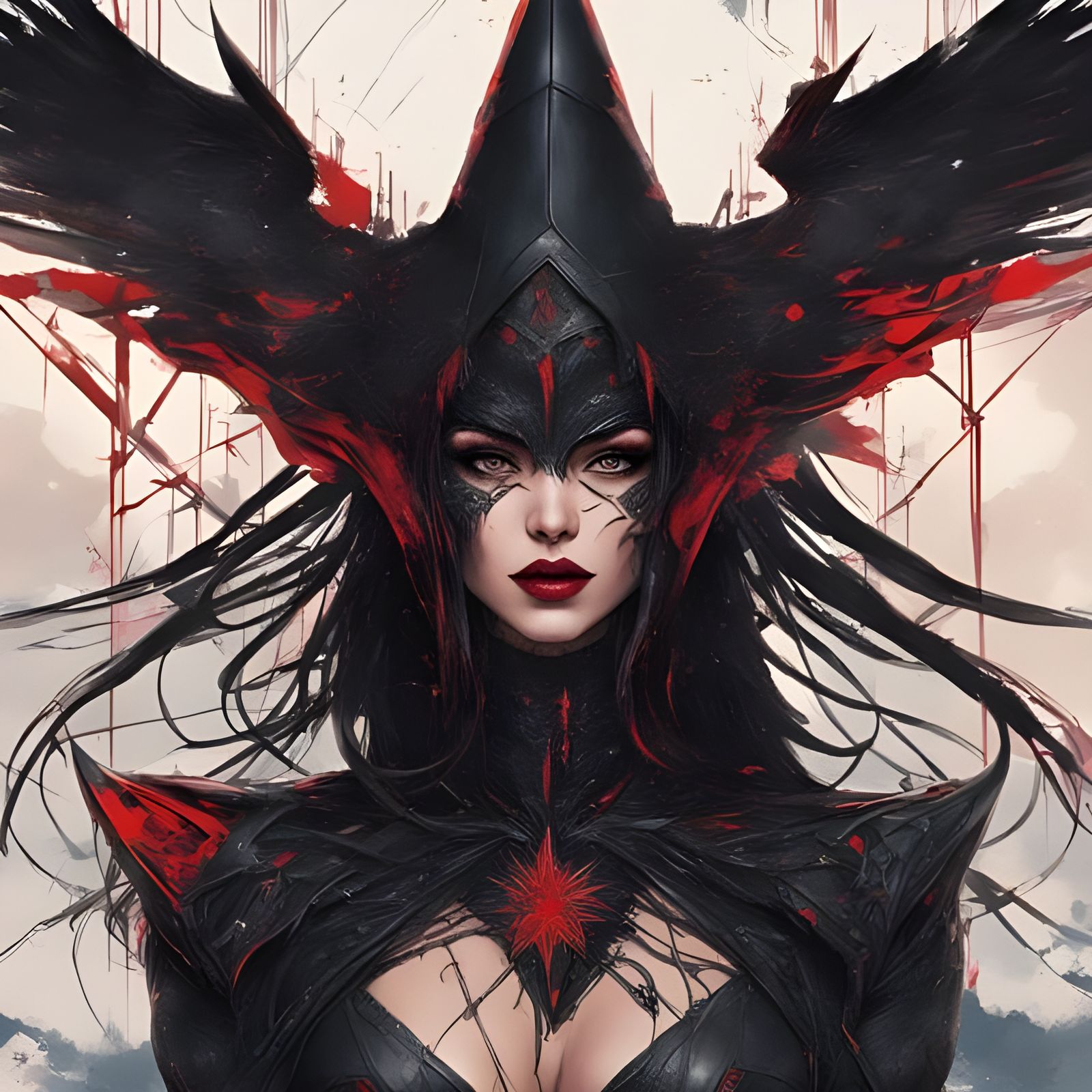 Cyber Gothic Portrait in Ink Style