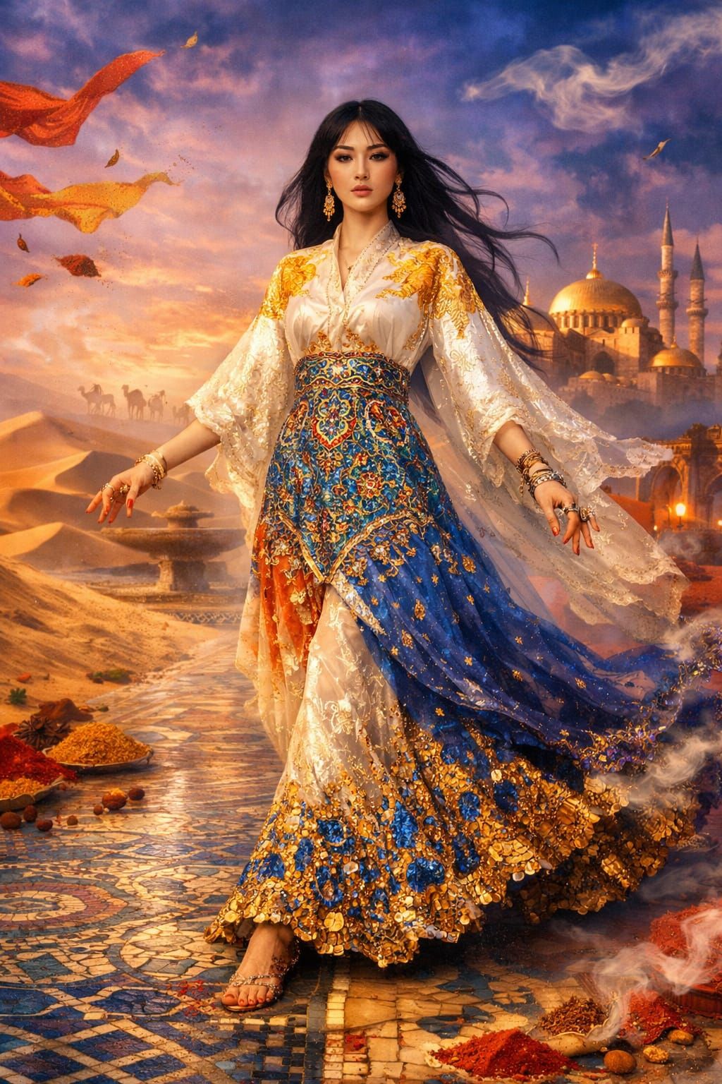 Traveler's Garments Blend Silk, Persian Patterns, and Byzant...