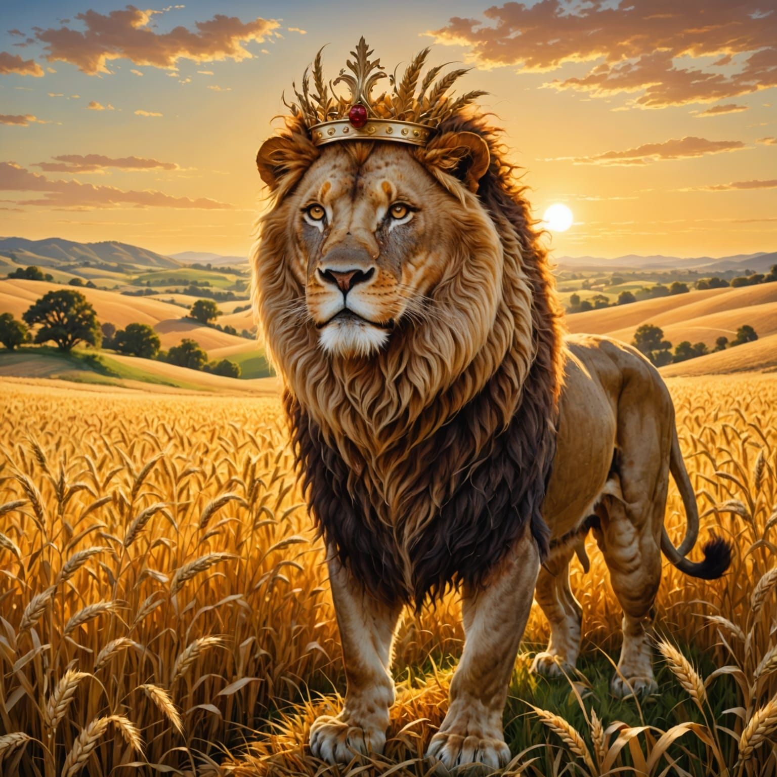 Golden Lion King of Autumn Harvest Fields