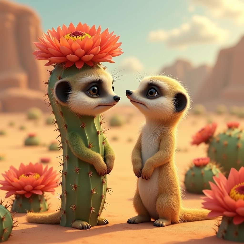 Adorable CGI Meerkats Marvel at Desert Beauty