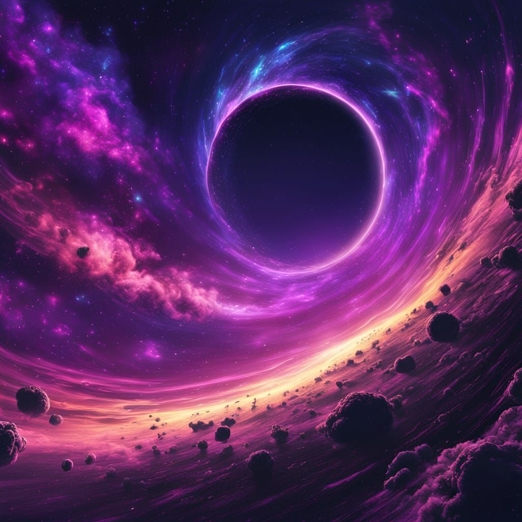 Cosmic Black Hole Digital Art in Surreal Style