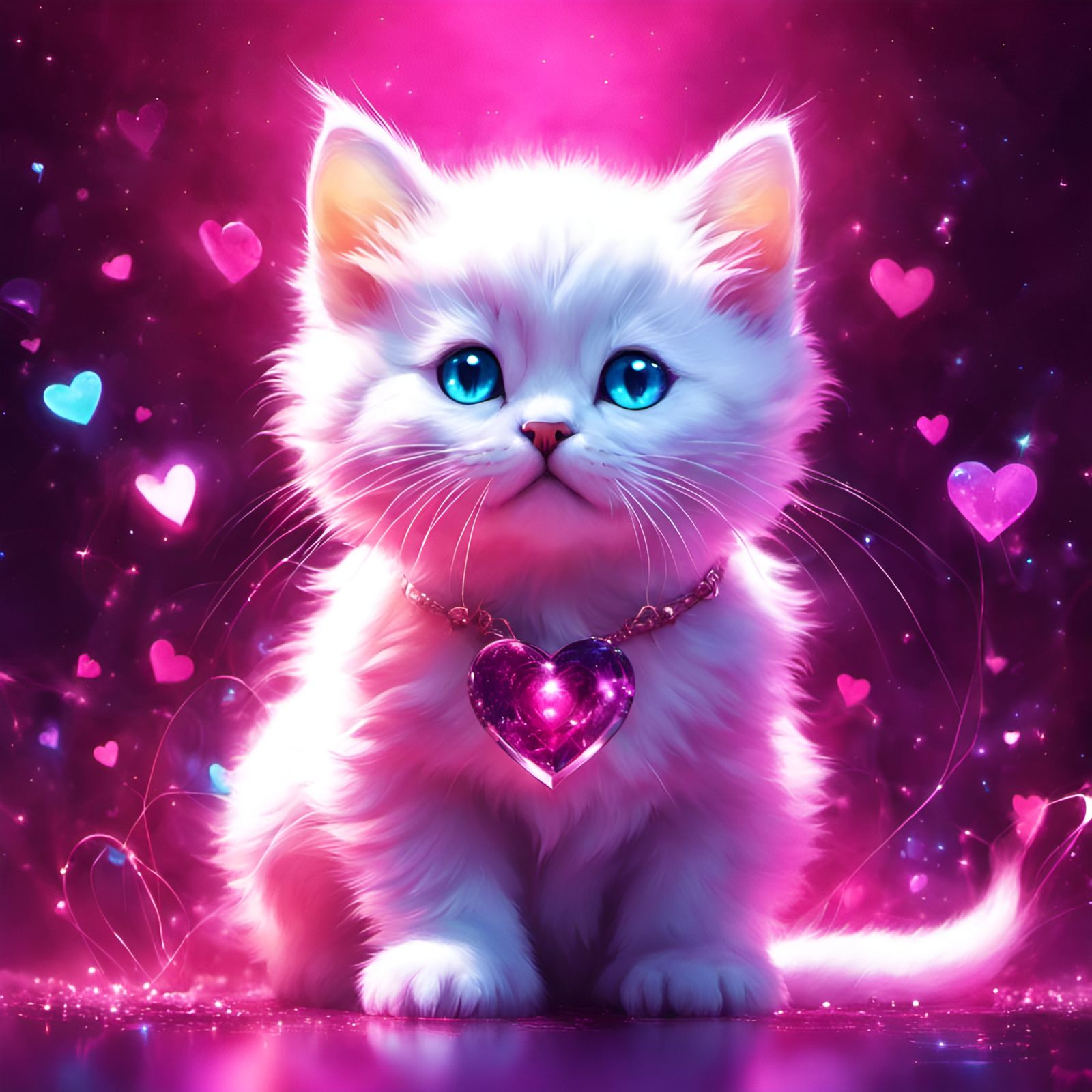 Fluffy Kitten Prism Constellation with Sapphire Eyes