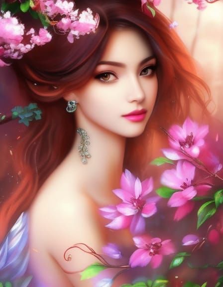 Romantic Cherry Blossom Encounter in Watercolor Style