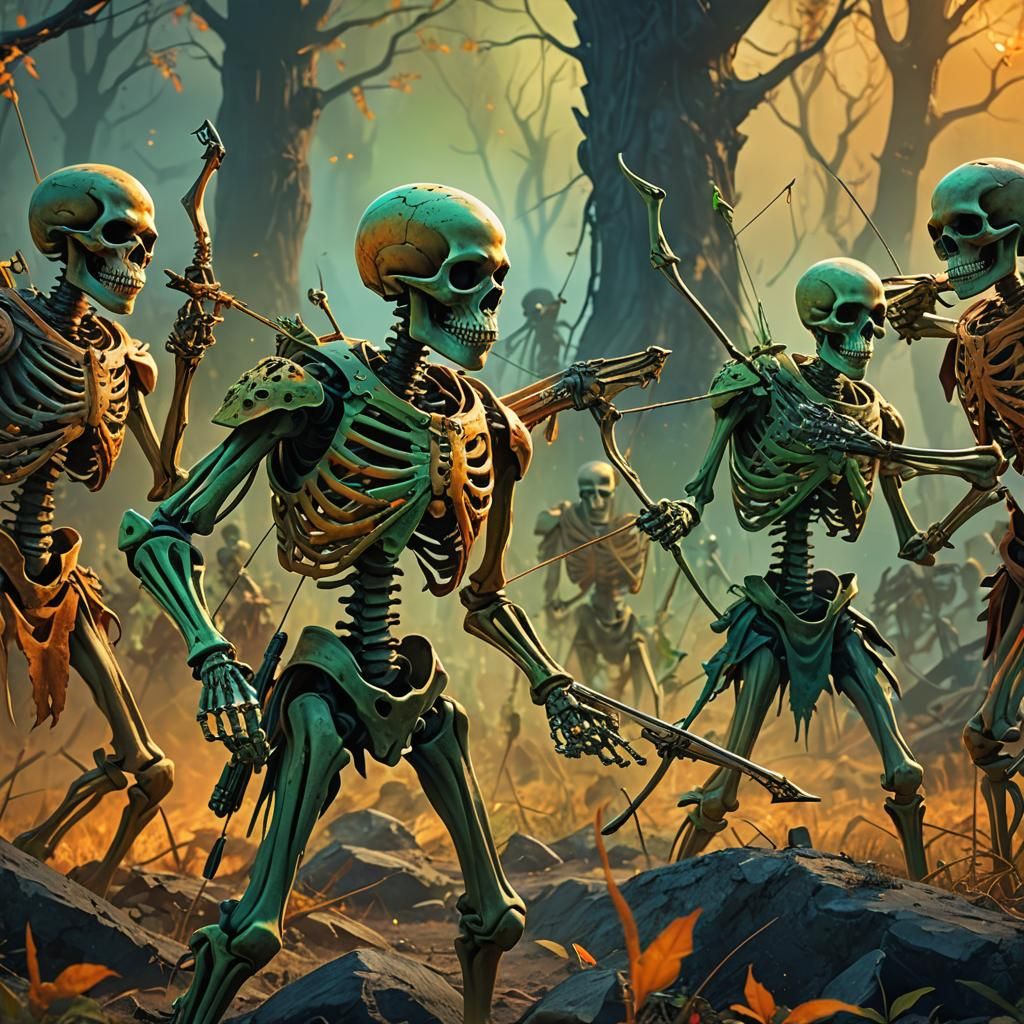Skeletons Clash in a Fantasy Battlefield: Digital Matte Pain...