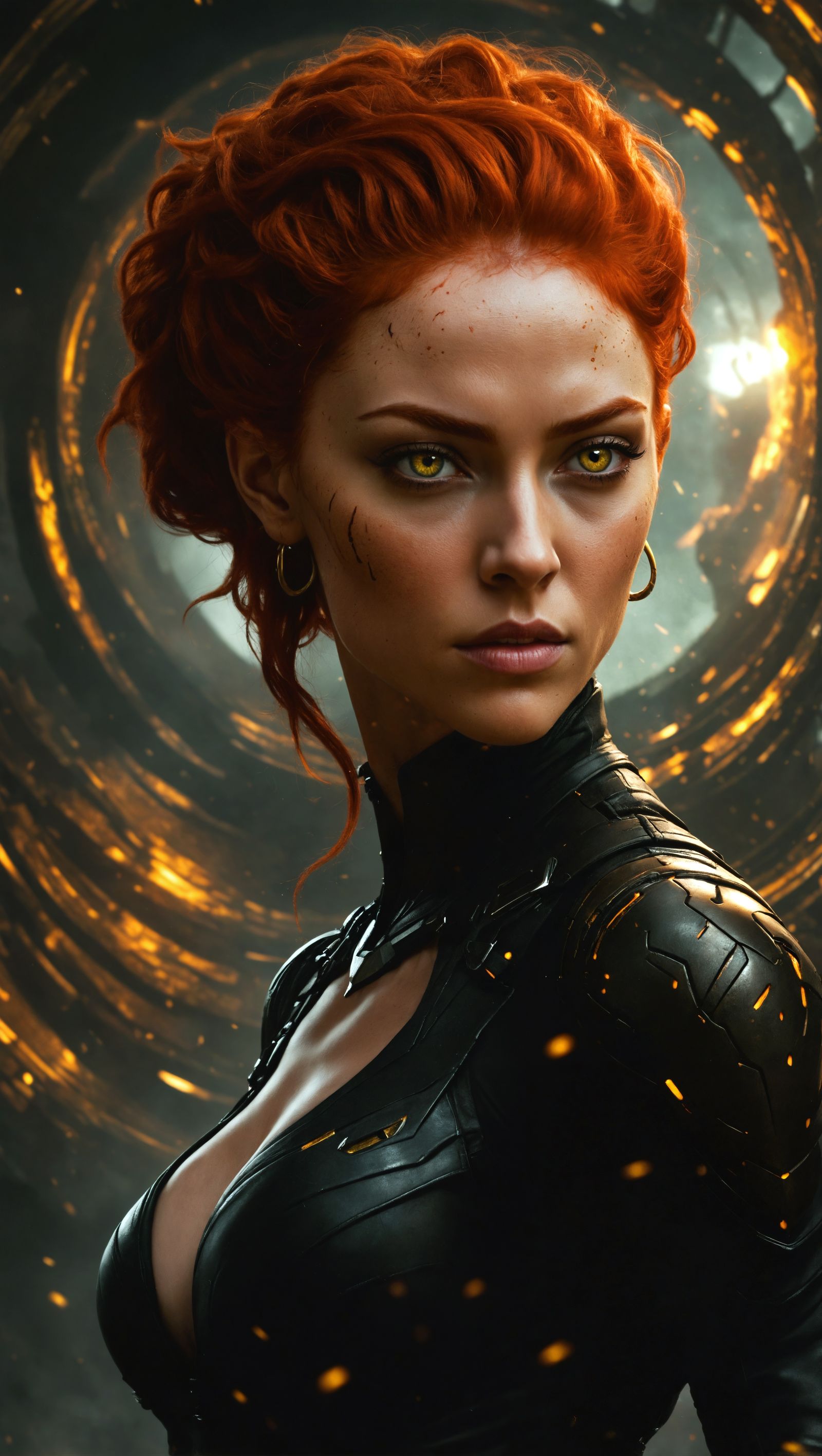 Riddick Universe Woman with Red Hair: Dark Fantasy Art