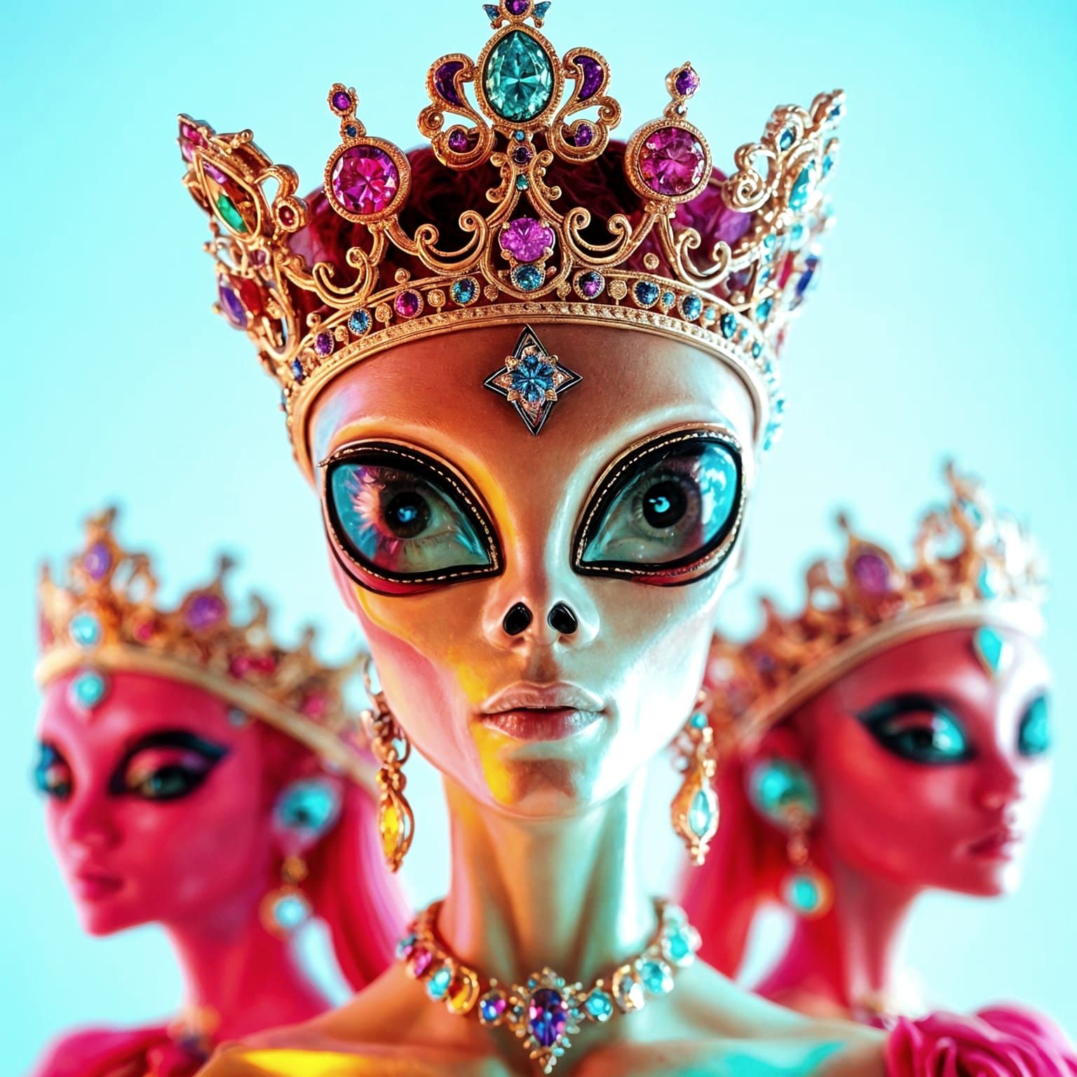 Futuristic Alien Royalty in Jewel Crowns