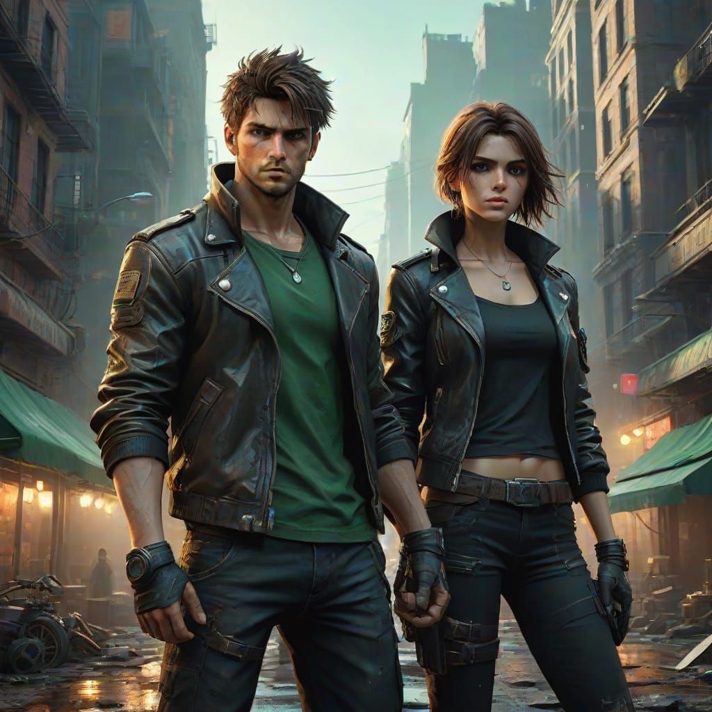 Ruggedly Handsome Young Man in Dramatic Heroic Pose