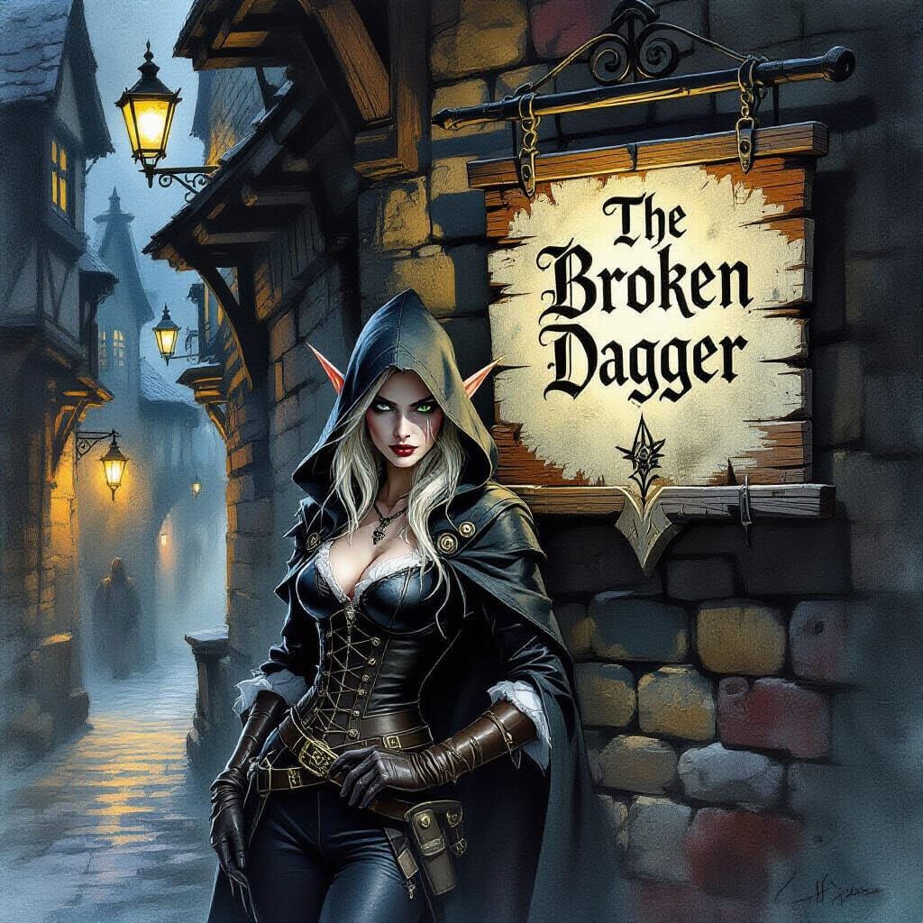 Mysterious Elf at The Broken Dagger Tavern