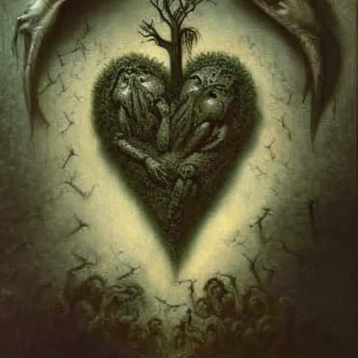 Crazed Heart in Gothic Horror Style
