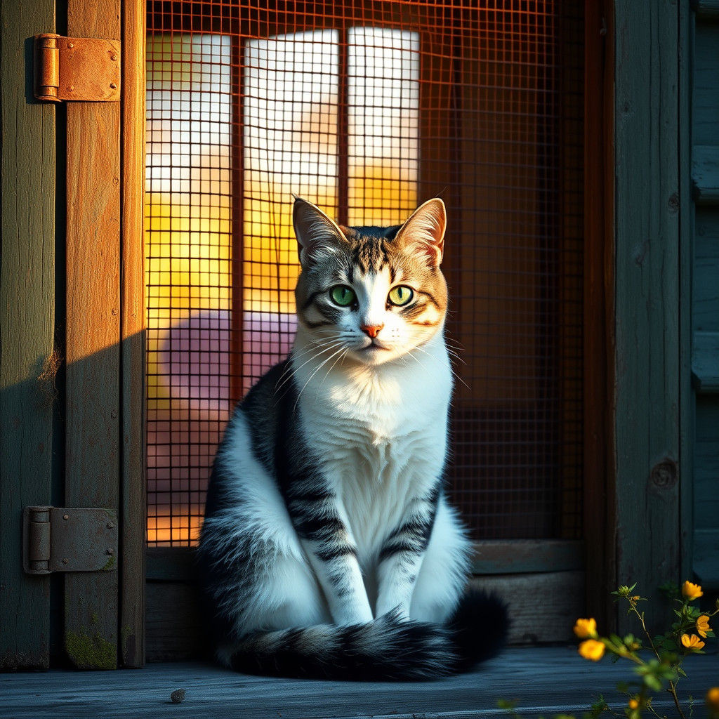 Majestic Tabby Cat Guarding the Door