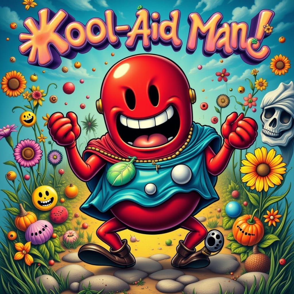 Kool-Aid Man in Ethereal Dark Floral Style