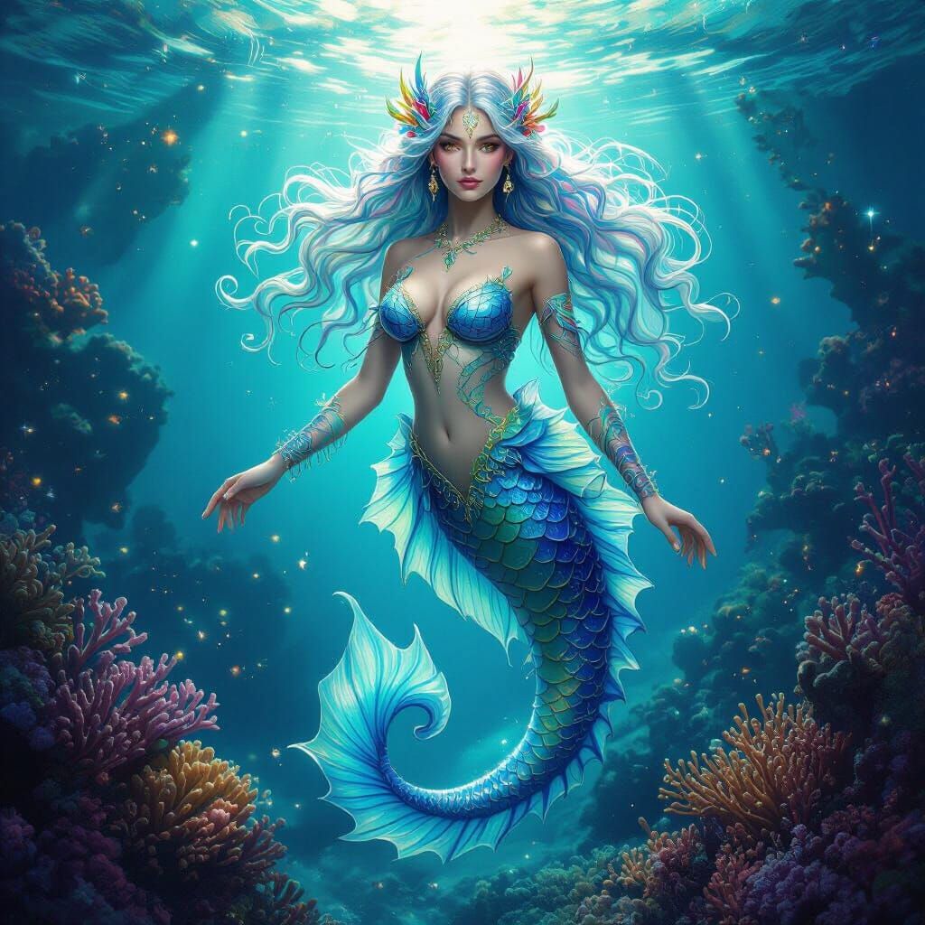 Elara: Demigoddess of Nature Hybrid with Seahorse