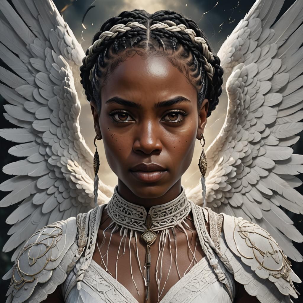 Angelic Woman Portrait in Detailed Matte Painting Style
