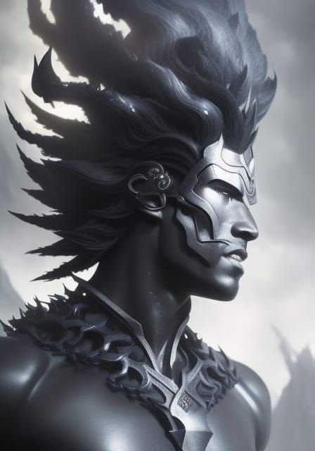 Black God of Beauty in Shadow Aesthetic Digital Art