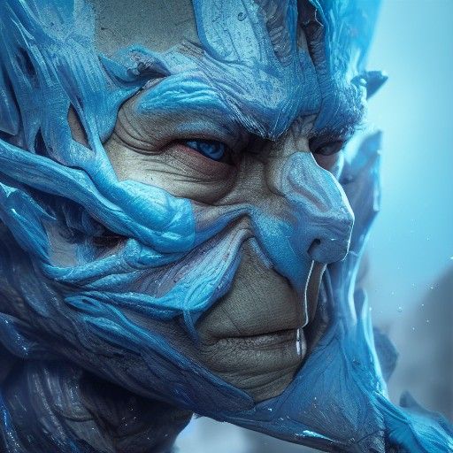 Hyper Detailed Photo of a Blue Person in CGI Style