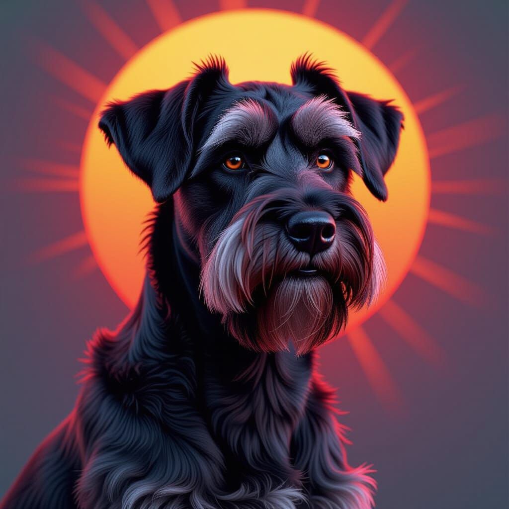 Regal Giant Schnauzer Portrait in Fantasy Realism Style