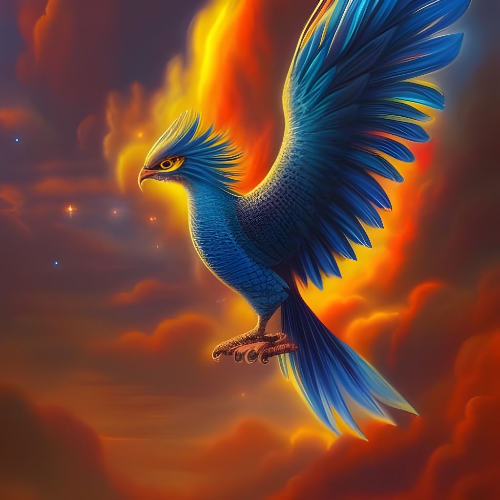 Galactic Phoenix in Fantasy Landscape