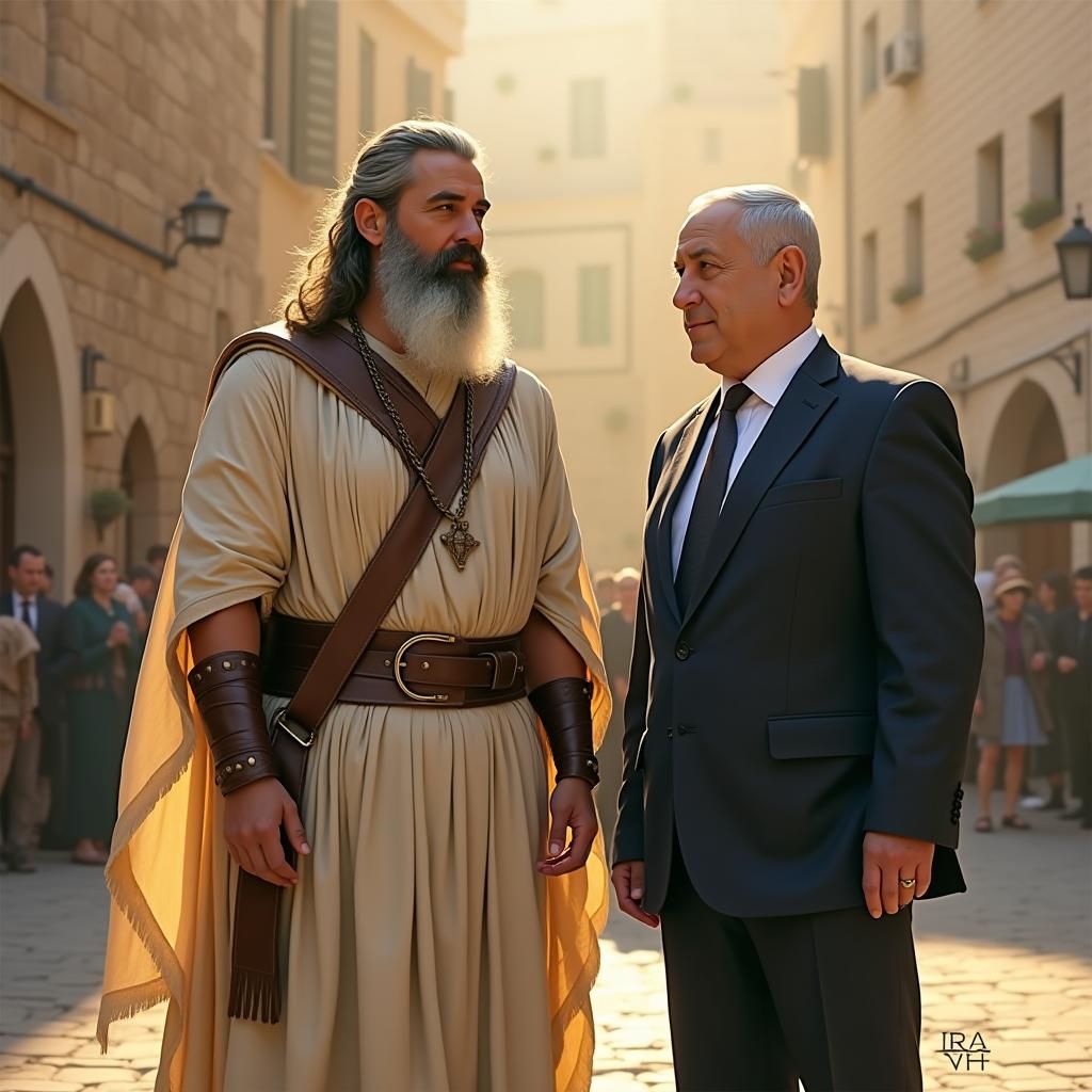 Ezekiel and Netanyahu in Jerusalem, Fra Angelico Style