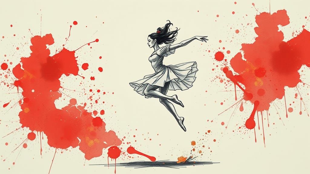 Dynamic Ink Sketch of a Graceful Dancer