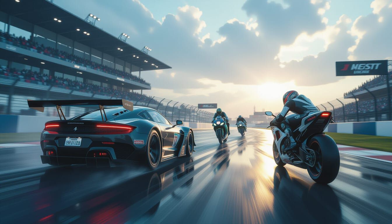 High-Speed Racing Game Cover in Hyperrealistic Style
