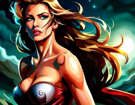 Shania Twain as Wonder Woman in Cityscape