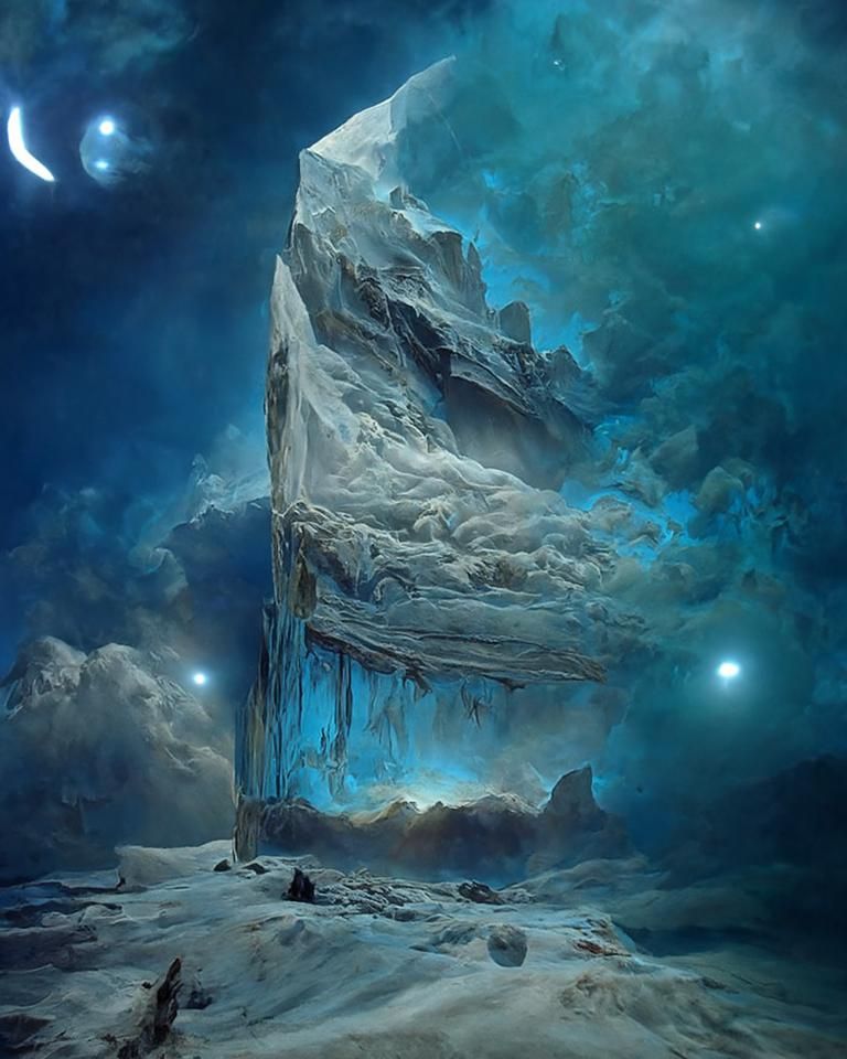 Icy Galaxy Edge: Digital Painting in Romantic Style