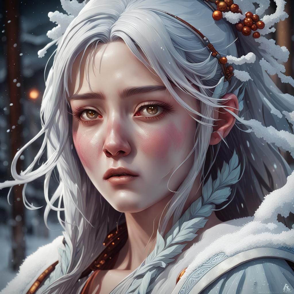 Yuki Onna Portrait in Hyperdetailed Art Style