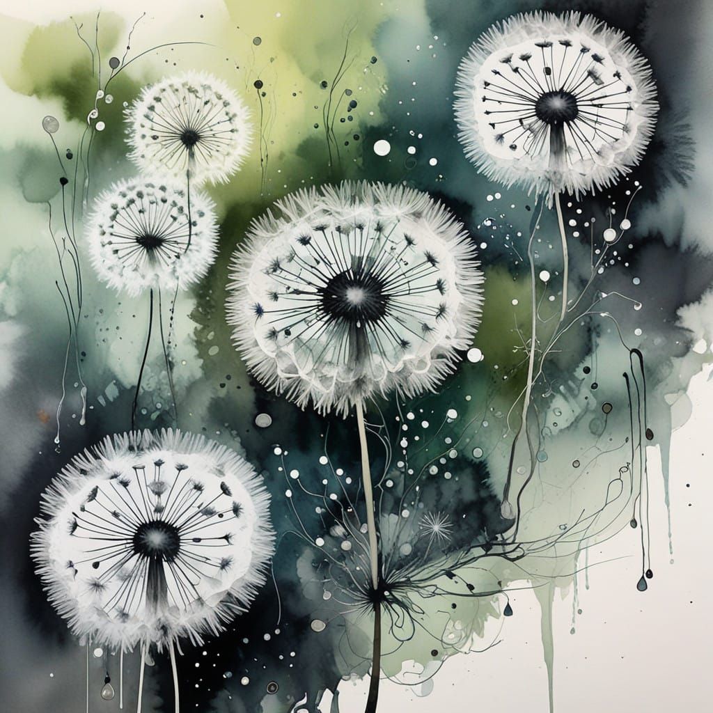 Ethereal Dandelion Clocks in Watercolor Hues