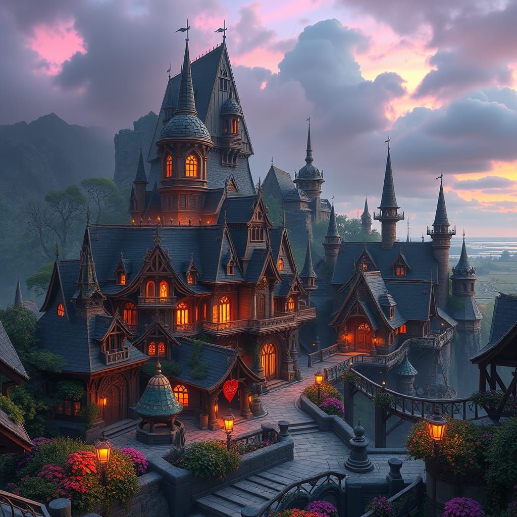 Mystical T'eilan Town in Detailed Matte Painting Style