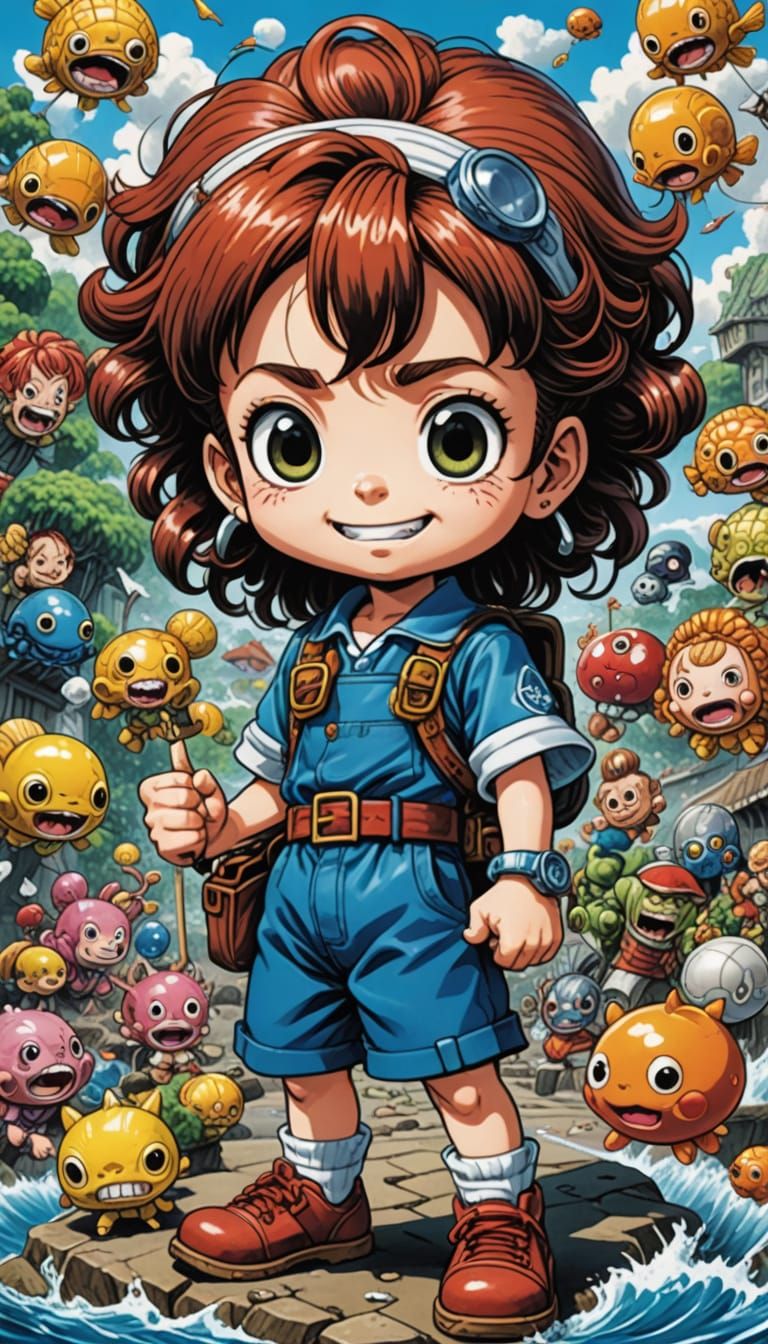 Surreal Anime Portrait of Nami as a Garbage Pail Kid
