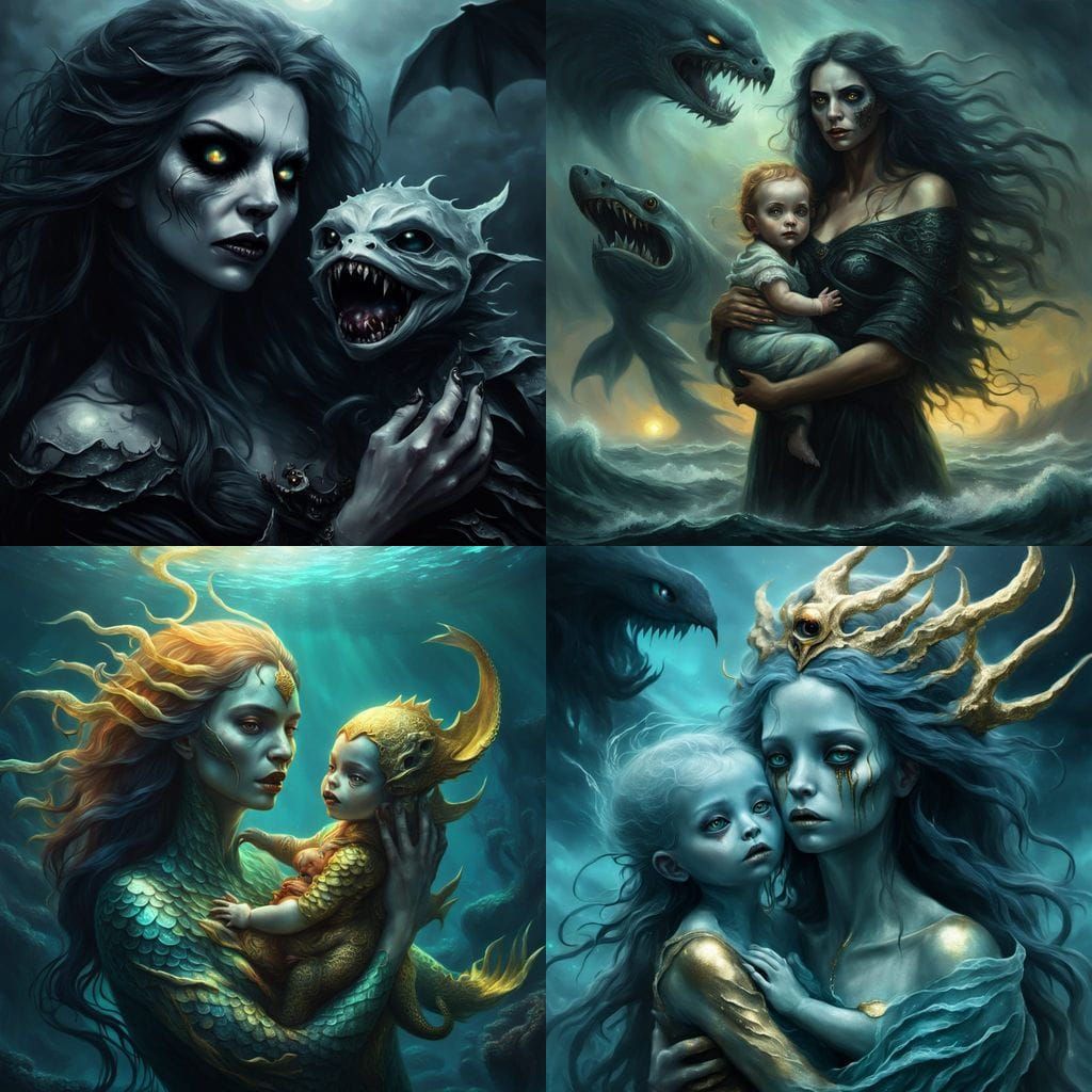 Dark Siren Holds Infant in her Arms