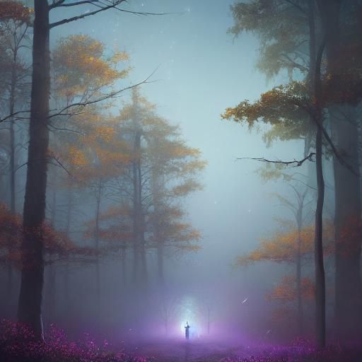 Fireflies in a Forest at Midnight: Digital Matte Painting