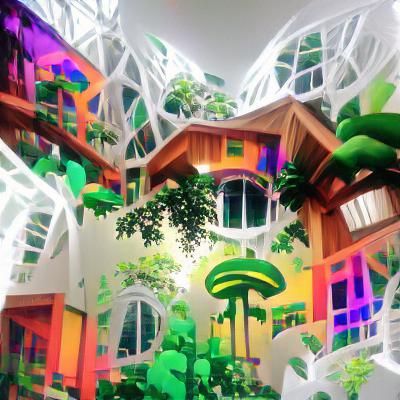 Hyperrealistic Rainforest Architecture with Volumetric Light...