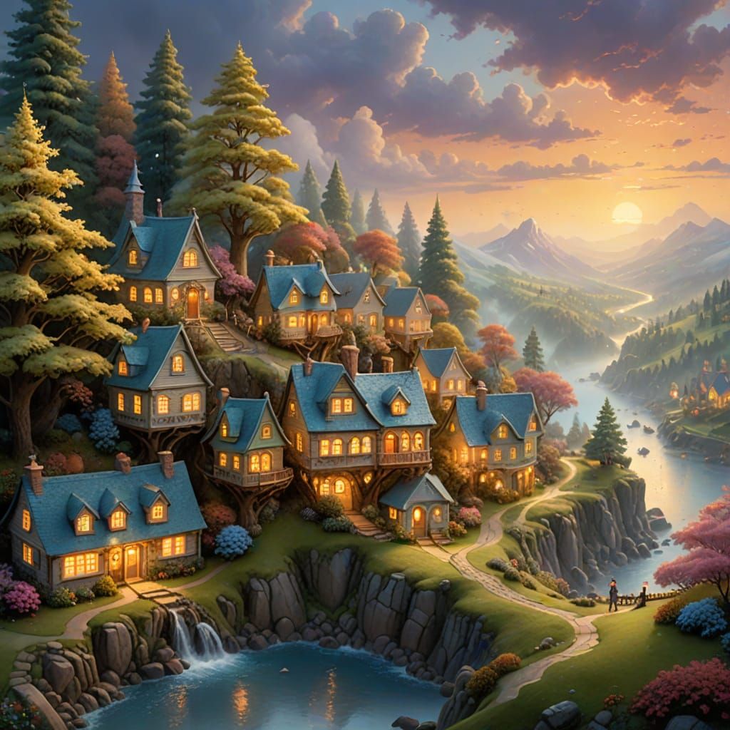 Gulliver on Lilliput in Ethereal Fantasy Style