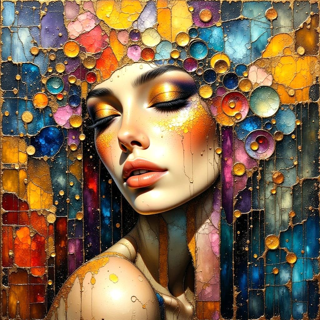 Angel on the Subway: Colorful Impasto Oil Painting