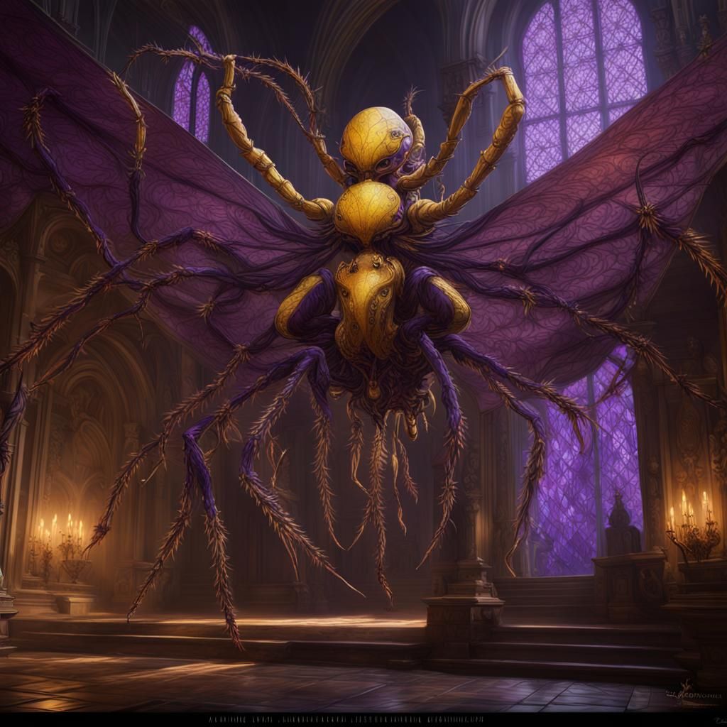 Detailed Spider Web in Dark Fantasy Style